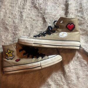 Converse CONS high tops with fun patches size 7